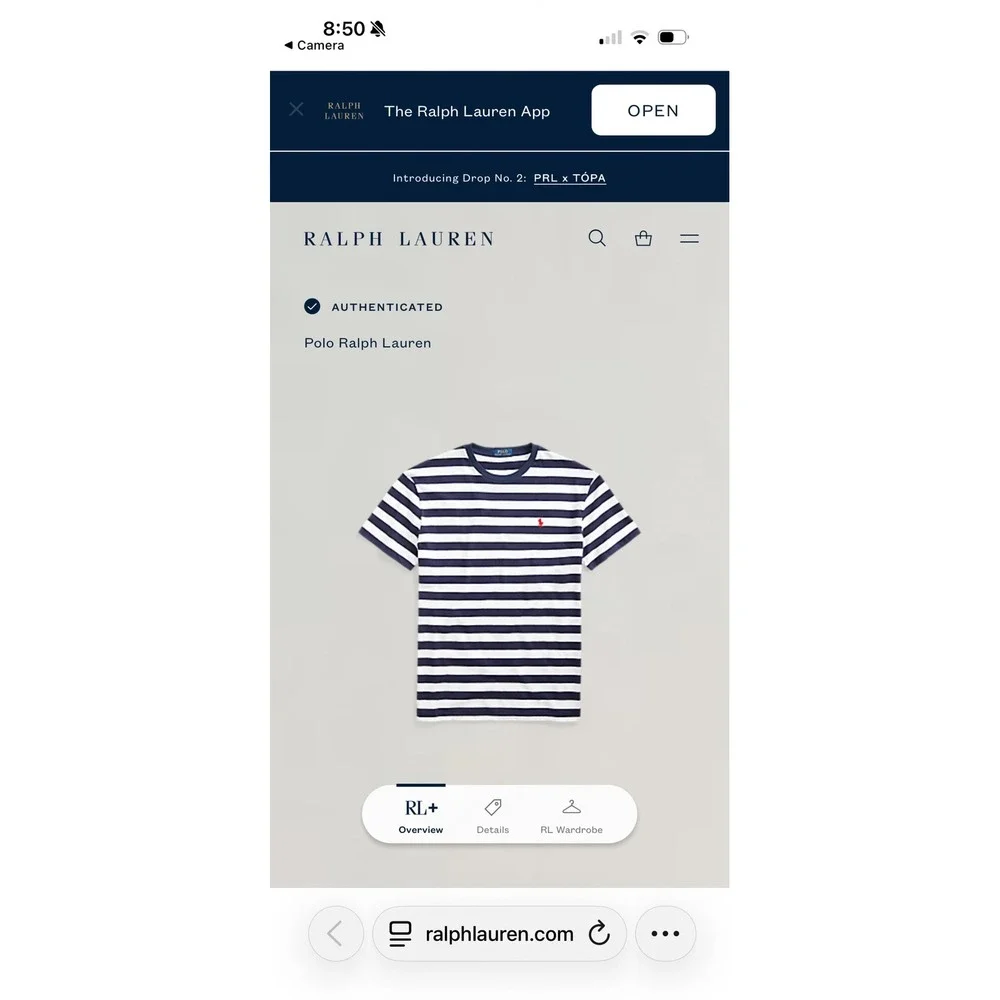 Polo Ralph Lauren Mens Classic Fit Striped T-Shirt Navy White Large